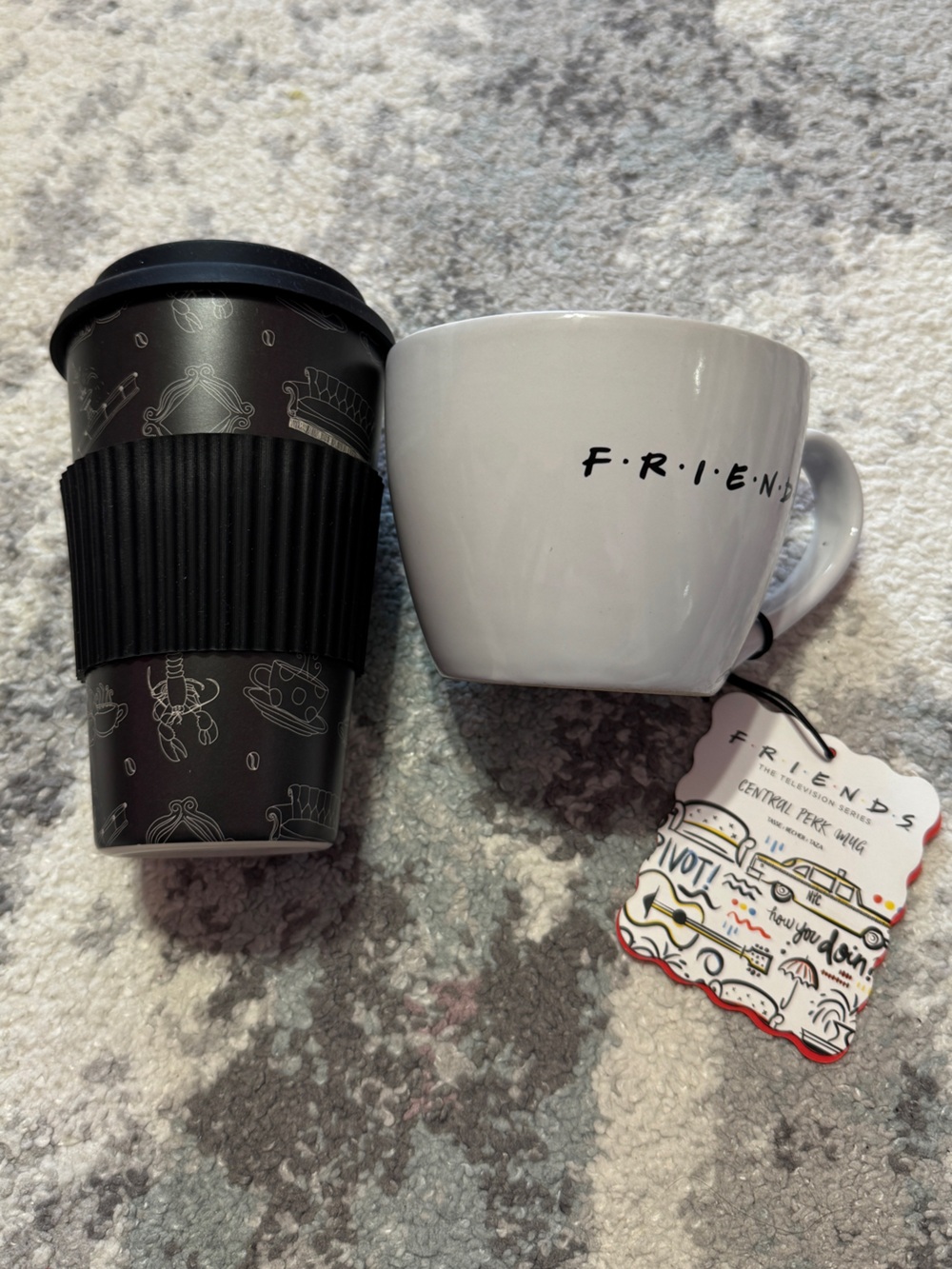 FRIENDS White Ceramic Logo Mug and Reusable Bamboo Travel Mug
